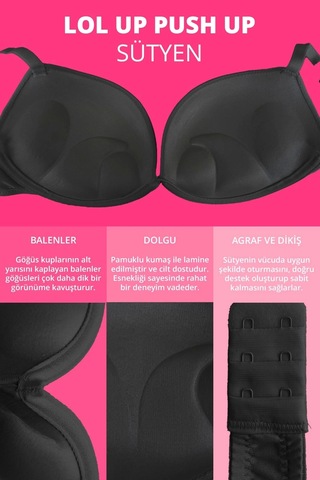 Cottonhill Lol Up Push Up Balenli Krem Sütyen-siyah Siyah