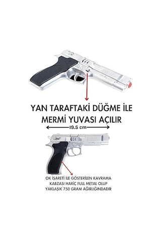 Oyuncak Metal Kapsül Tabancası Gri