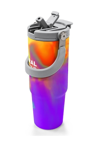 Coral High Renkli Desenli Pipetli Ve Direkt İçim Çelik Termos 900 Ml 38738 Mor