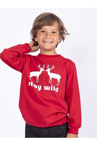 Yılbaşı Özel Kırmızı Uzun Kollu Unisex Tshirt Kırmızı