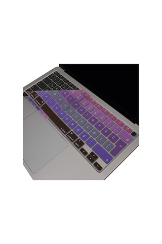 Apple Uyumlu MacBook Air 13 İnç Türkçe Q Ombre Silikon Klavye Koruyucu A2337 M1 A2179 Yıkanabilir İnce Lacivert Mavi