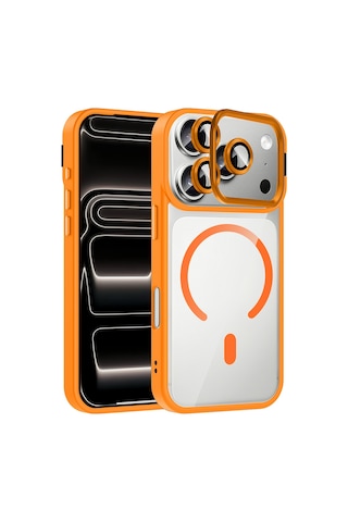 Noktaks - İphone 17 Pro Max Uyumlu Kılıf Magsafe Özellikli Standlı Etro Kapak - Desert Titanyum - T39667