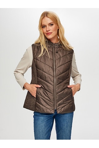 Yanları Lastik Kapitone Detaylı Kapüşonlu Kapitone Yelek S25kyl006 Us25kyl00616 Koyu Haki