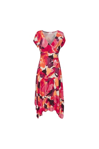 Mixo Elbise Kravuze Etek Ucu Astimetrik Pembe Kırmızı Lila