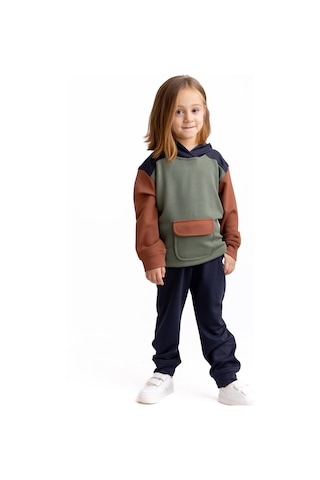 Oliventhekid Lacivert Üç Renkli Modal Unisex Çocuk Takım Lacivert