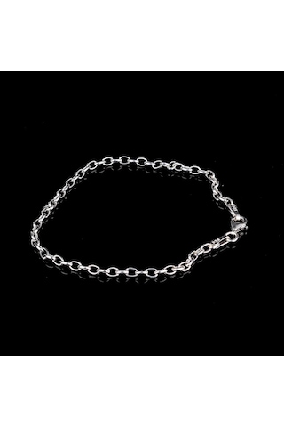 İpek Silver925 Ayar Gümüş Halka Zincirli Erkek Bileklik Çok Renkli