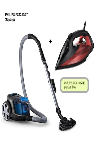 Philips Power Compact FC9332/07 Elektrikli Süpürge + Philips DST7022/40 Buharlı Ütü