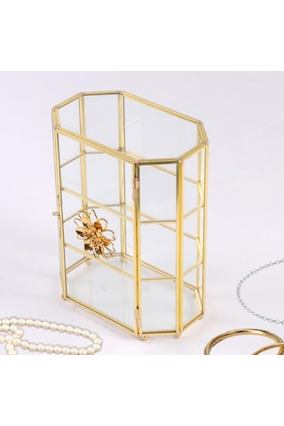 Homyl Cam Mücevher Kutusu 3 Katmanlı Şeffaf Takı Organizatör Temizlemek