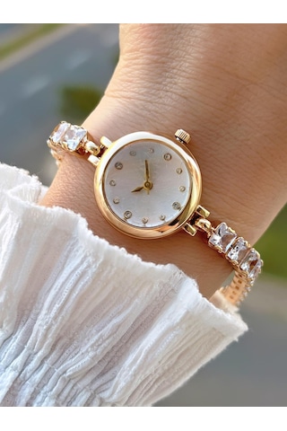 Coliseum Çelik Ve Taşlı Kordon Vintage Seri Küçük Kasa Özel Tasarım Kadın Kol Saati Sp.8933.m1 Sarı