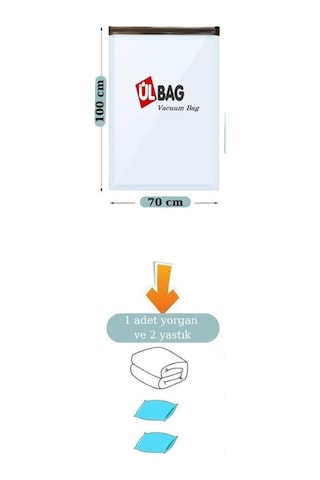 3 Adet Vakumlu Poşet Seti 70 Cm X 100 Cm Büyük Boy Yastık, Battaniye, Elbise Vakumlu Hurç Şeffaf