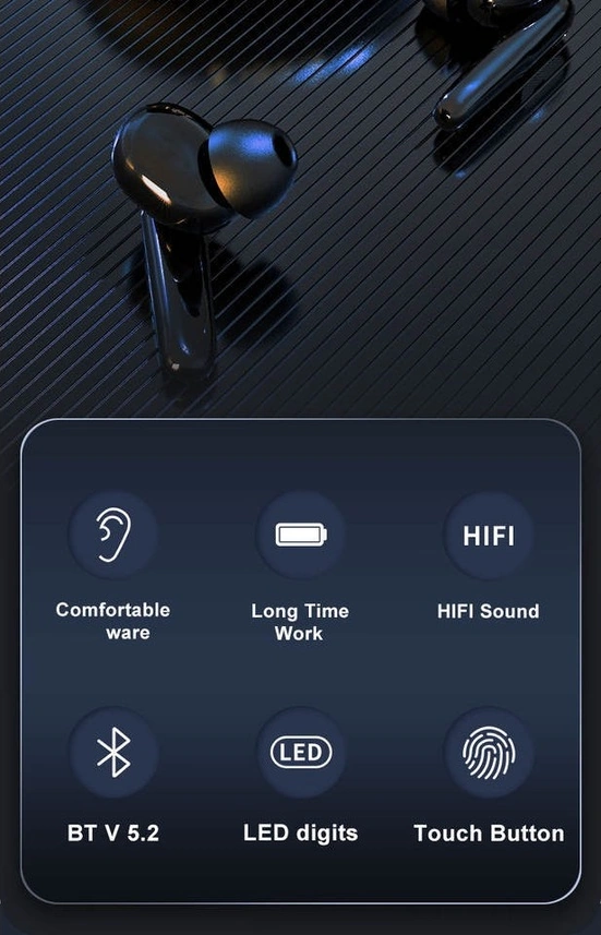 Fortunelane Siyah Uzun Kullanım Süresi Bt5.3 Kulaklıklar - 300mah Şarj Kutusu İle 4-5 Saat Çalma Süresi