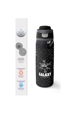 Coral High Siyah Galaxy Desenli Pipetli Ve Direkt İçim Çelik Termos 800 Ml 38533 Siyah