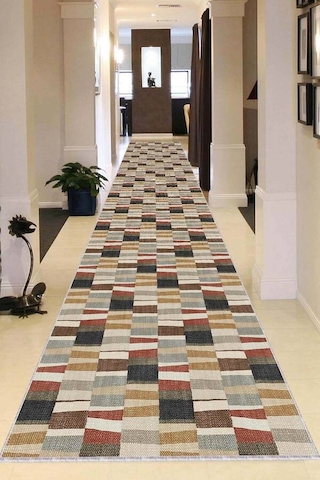 Çok Renkli Kaymaz Yıkanabilir Geometrik Kesme Yolluk Ar1220n11