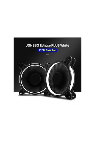 Jeehugo Jonsbo Eclipse Plus Beyaz 12cm Kasa Fanı, Led Işıklı, Hidrolik Rulman, 3pin+4pin Bağlantı, 1500rpm, 38.5cfm, 24db Siyah - Beyaz