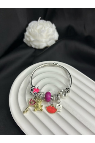 Stainless Steel Çelik Charm Figürlü Bileklik Gümüş