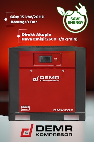 Demr Kompresör DMV20E 20HP İnvertörlü Vidalı Hava Kompresörü