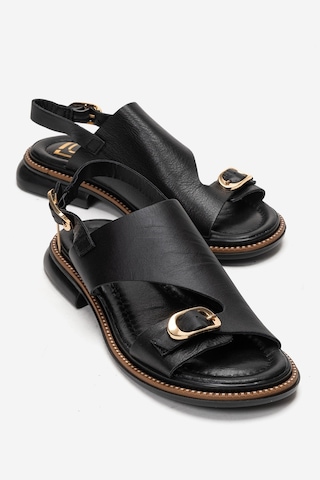 Luvishoes Cruel Siyah Cilt Hakiki Deri Kadın Sandalet