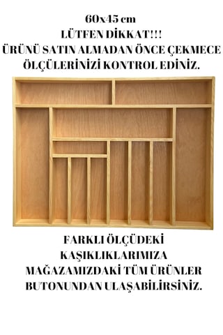 60x45 Cm Ayfiwood Ahşap Kaşıklık Çekmece İçi Yemek Takımı Ve Servis Gereçleri Düzenleyici Organizer
