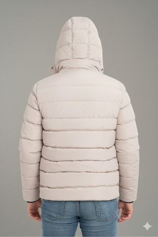 Blayn Jeans Erkek Siyah İçi Polar Kapüşonlu Şişme Günlük Ve Spor Mont Kışlık, Rahat Ve Suya Dayanıklı Krem