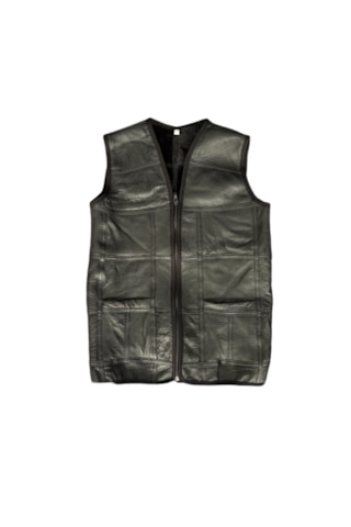 Özel Üretim Patchwork Kürk-süet Gerçek Deri Çocuk Yelek 5-6 Yaş Siyah