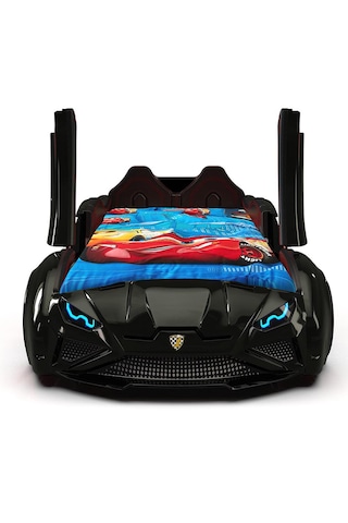 Lambo - Kapıları Açılır Arabalı Yatak - Koltuklu, Siyah Tek Kişilik