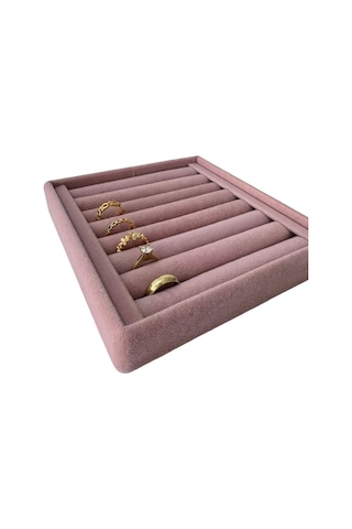 Yerli Üretim Süet Kumaş Pembe Renk 15 Cm / 15 Cm Yüzük Sergileme Standı Çok Renkli