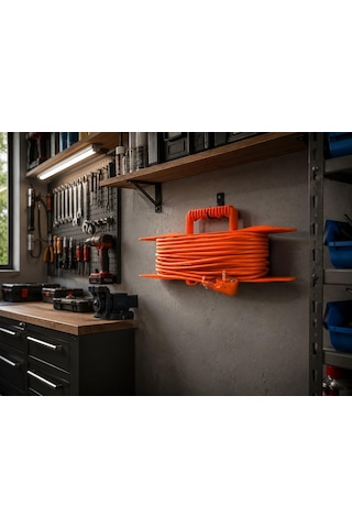 Kablo Toplayıcı Organizer, 30 Metre Kapasiteli, Plastik Kablo Sarma Aparatı, 36 Cm, Taşınabilir Kablo Düzenleyici, Sabitleme Yuvalı, Pratik Kullanım, Kablo Tutucu