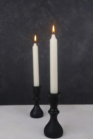 2 Li Siyah Damla Model Ahşap Şamdan Seti,- 12cm Ve 12 Cm