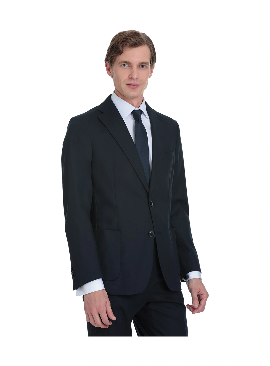 Lacivert Comfort Fit Mono Yaka Klasik Takım Elbise Lacivert