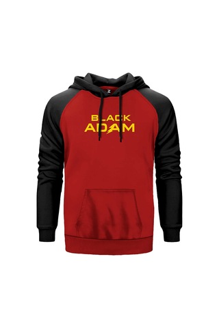 Black Adam Yellow Text Gri Renk Reglan Kol Sweatshirt