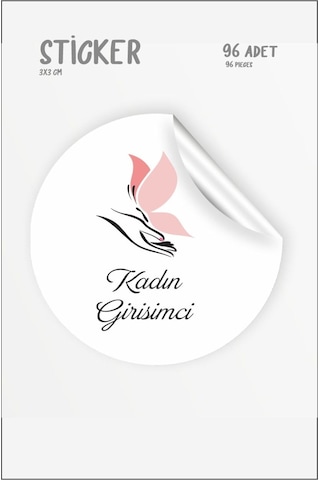 Girişimci Kadın Sticker Paketleme Etiketi 3x3 Cm 96 Adet