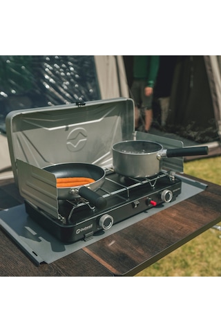 Outwell Katmai Duo Stove Çift Brülörlü Kompakt Portatif Ocak Gri