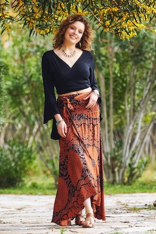 Salaş Turuncu Asimetrik Etek 001