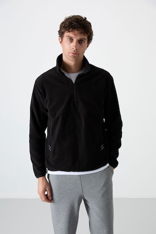 Dik Yaka Yarım Fermuarlı 2li Paket Siyah-gri Melanj Erkek Polar Sweatshirt - 87891 Siyah - Gri