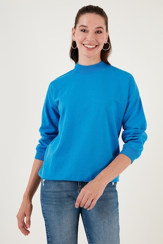 Lela Pamuklu Dik Yaka Basic Örme Bayan Sweat 5863323 Turkuaz