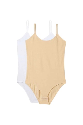 Jenerik 2 Adet İp Askılı Kadın Çıtçıtlı Body Beyaz Ve Ten