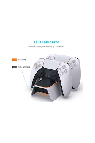 Dobe Ps5 Dualsense Ledli Şık Şarj Istasyonu Çift Kol