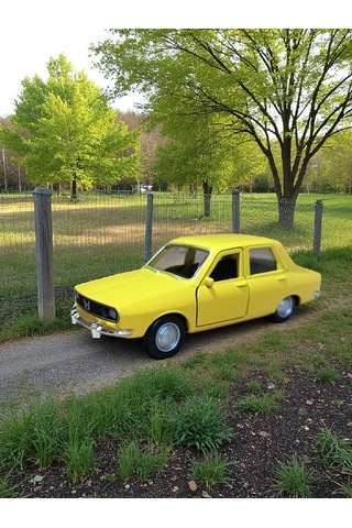 Nostaljik Metal Çek Bırak Sarı Araba Renault 12 Kapılar Açılır Diğer