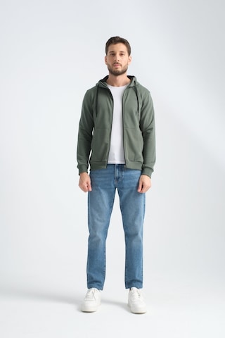 Shooter Sportwear Shooter Erkek Üç İplik Şardonsuz Fermuarlı Kapüşonlu Sweatshirt Haki