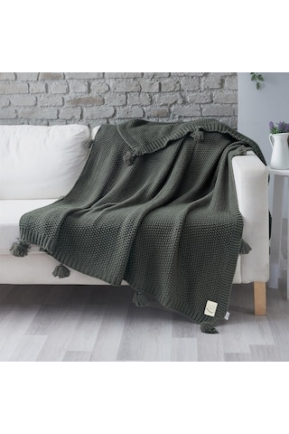 Coco Pirinç Örgü Ponponlu Triko Tv Battaniyesi Throw Koltuk Şalı (538861682)-130X170