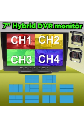 2 Adet Ledli Metal Kasa Kamera Ve 7 İnç Dvr Monitör Seti