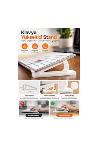 Ergonomik Klavye Yükseltici Stand - 15 Açılı 3d Baskı Masaüstü Klavye Tutucu Ergonomik Klavye Yükseltici Stand - 15 Açılı 3d Baskı Masaüstü Klavye Tutucu