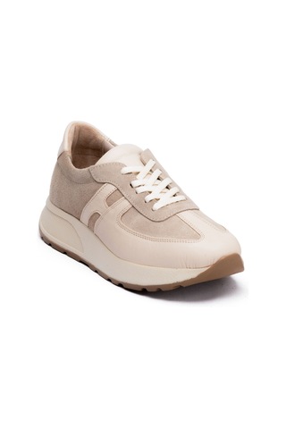 Twoegoist Kadın Hakiki Deri Anatomik Hafif Spor Yürüyüş Ayakkabısı Sneaker Bej