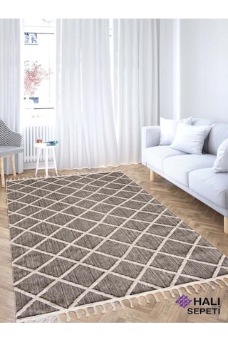 Enti Bukle 1409 Gri Iskandinav Halı Kesme Yolluk Salon Halı Koridor Oturma Odası Halısı Gri