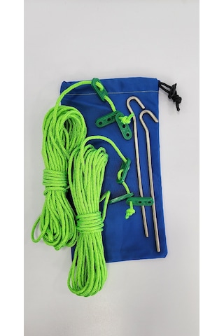Yeşil 20m Polyester İp + 2  + 6 Ad Gergi Aparatı + Çanta Yeşil