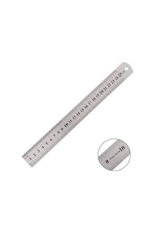 Çelik Cetvel 25cm Gri