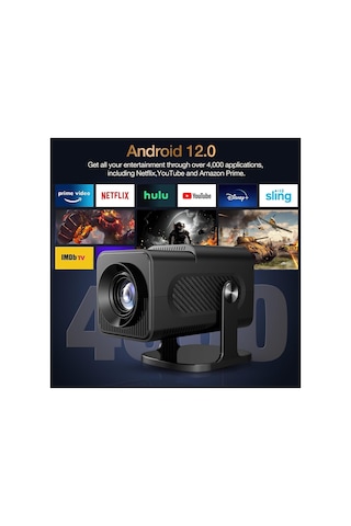 Hy320max Android Projektör + Game Projector Ultra Hd 4k Ev Sinema Yansıtma Oyun Projeksiyon Cihazı