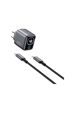 Wiwu Chg500 Voyager Serisi Gan Teknolojili Pd/qc Tft Göstergeli Hızlı Şarj Başlığı 45w Siyah