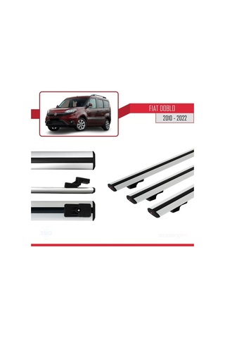 Fiat Doblo 2010-2022 Arası İle Uyumlu Basic Model Ara Atkı Tavan Barı Gri 3 Adet