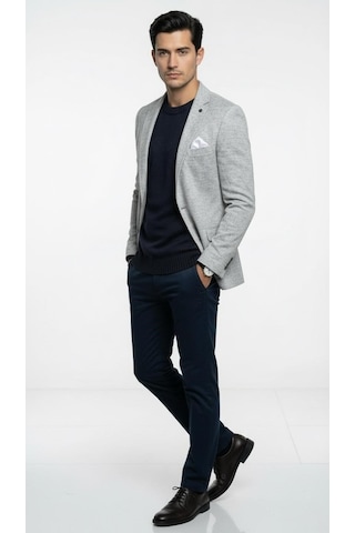 Plus Scorpion Erkek Karyağdı Desenli Slim Fit Blazer Ceket Siyah & Bej Şık Günlük Ve Ofis Kombin Siyah